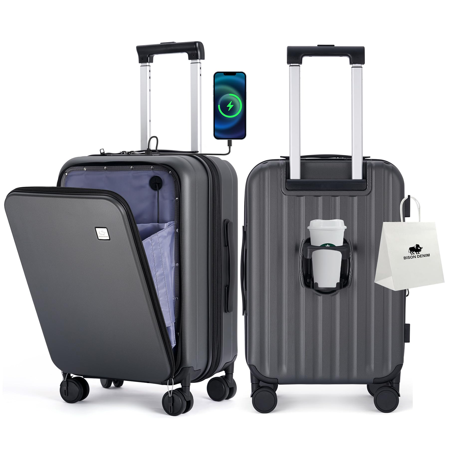 BISON DENIM 20 Inch Carry-On Luggage – Lightweight Hardshell